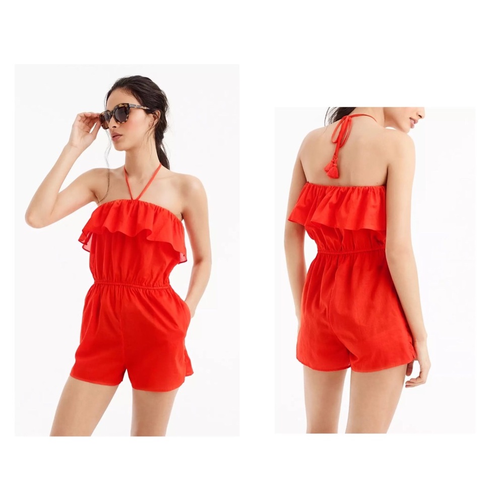 1 DAY SALE J.Crew Ruffle Halter Back Ruffle Romper